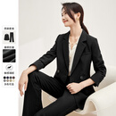 尚都比拉职业通勤西装套装女春秋正装西服外套裤子面试两件套 黑色 L