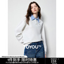 初语拼接假两件衬衫卫衣女25春秋新款知识分子时尚polo领上衣情侣 银花灰 L