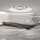 简约公司前台接待台玻璃钢收银台异形烤漆圆弧大型高端美容院吧台 黑色 定制款式颜色尺寸