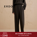 ERDOS【精纺羊绒圆机】九分香蕉裤松紧腰宽松直筒裤女休闲裤 军绿 165/68A/M