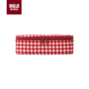 无印良品（MUJI）再生聚酯纤维化妆包  旅行收纳  新品 平型 红色格纹