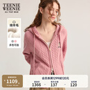 Teenie Weenie小熊女装毛针织衫2025秋季新款简约休闲宽松连帽开衫 A-粉色 S