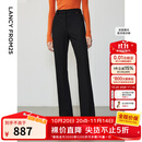 朗姿复古通勤高弹喇叭裤西裤冬季新款职业气质高腰女士西装裤长裤 黑色2加绒 M