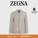 ZEGNA杰尼亚男装春夏新品亚麻、羊毛及桑蚕丝混纺西装外套 浅棕色/白色 52 (M/L)