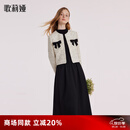 歌莉娅（GOELIA）套装女冬季小香风短外套黑色连衣裙两件套1BCRAB010 31C黑白色织 M