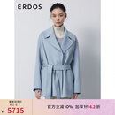 ERDOS 翻领落肩袖系带双面毛呢宽松大衣女羊绒大衣 晨雾蓝 160/84A/M