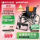 鱼跃 (yuwell)手动轮椅车H062折叠老人轻便免充气铝合金旅行手推代步