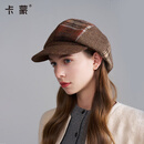 卡蒙（Kenmont）绵羊毛时尚复古棕色贝雷帽女显脸小2025新款秋冬大头围画家帽5359