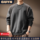 GUYN高端品牌男装高端复古撞色插肩重磅卫衣男2025秋季新款拼接套头衫 深灰色 深灰色 L 适合120-140斤