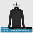 比音勒芬【抗UV防晒】春秋季男士时尚休闲户外干爽透气翻领长袖polo衫男 07黑 XL 110
