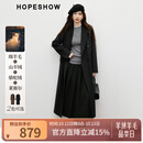 红袖高端双面呢大衣2025冬季新款女装【人生大衣】双排扣正肩毛呢外套 深灰080 M