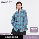 moussy 【赵昭仪同款】女装新品美式格纹LOGO衬衫028IS430-3091 110蓝色 均码