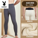 花花公子（PLAYBOY）高端纯羊毛裤男加绒加厚保暖裤中老年羊毛裤羊羔绒护膝高腰棉裤女 男士-中灰 L