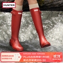 HUNTER雨靴户外露营女鞋惠灵顿经典英伦防水防滑骑士靴女长筒女靴高筒靴 哑光军红色/MLR 37