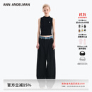 ANN ANDELMAN【王玉雯同款】官方直营 牛仔腰头拼接西裤直筒长裤 黑色 S