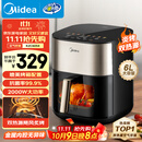 美的（Midea）小炎烤空气炸锅上下双热源 可视大视窗免翻面 家用多功能智能触屏 6L实用大容量 金属内腔 KZC6054
