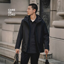 CARE OF LORD｜海神｜金标P棉男士秋冬季轻量连帽压胶棉服862101 极夜黑 L