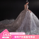 OEMG【高端轻奢】重工婚纱奢华大拖尾法式白色婚纱新娘2025新款在逃公 白色拖尾婚纱（加八件套） 3XL XXXL 140斤左右