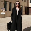 三彩【100绵羊毛】大码女装2025冬季长款双面呢大衣外套胖MM