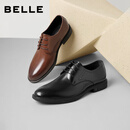 百丽男鞋商务正装皮鞋休闲增高软底真皮鞋10503AM0 黑色-经典版 42