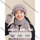 MCS帽子女冬季妈妈中老年人老太太秋冬保暖时尚洋气女士毛线帽针织帽 3195咖啡色  默认颜色 全面保暖三件套均码，帽子+围巾+