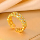 闪耀碎钻镂空钱币戒指开口设计适配多手围不掉色轻奢小众时尚百搭 金色碎钻钱币戒指【开口设计款】