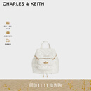 CHARLES&KEITH菱格大容量柔软多用背包书包双肩包包女包生日礼物CK2-60151400 Cream奶白色 S