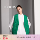 ERDOS 春夏轻便绗缝马甲廓形菱型绗缝中式保暖女外套棉服 翠绿 L 165/88A