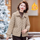 恒源祥60岁小个子妈妈装羽绒棉服洋气新款中年女秋冬外套棉衣轻薄小棉袄 卡其色1       轻薄7771 2XL (参考105-120斤)