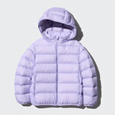 优衣库童装男童女童高级轻型羽绒连帽外套帽子可拆卸471377 71 浅蓝紫色 140