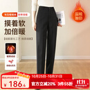 欧莎（OSA）高腰直筒毛呢西装裤女秋冬季2025年新款宽松显瘦休闲裤子 黑色 2XL