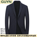 GUYN轻奢男装品牌2025春秋季小千鸟格羊毛西装男休闲单西外套男 藏青 藏青 M 170