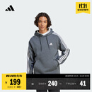 adidas休闲加绒加厚连帽卫衣套头衫男装秋冬阿迪达斯官方轻运动 深麻灰   M