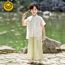 G.duck小黄鸭男女宝宝中国风表演服夏季汉服古装毕业照服幼儿园唐装六一 男童套装-+香包 110 cm