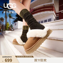 UGG秋季女士经典舒适厚底毛拖包头休闲懒人毛毛鞋勃肯鞋 1122550 CHE|栗色 37