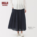 无印良品（MUJI）女式 棉纱 抽褶裙 长半身裙女款裙子25年秋季女装 BE1XTA5A 深藏青色 S (155/62A)