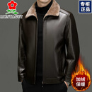 梦特娇（MONTAGUT）法国进口真皮皮衣男冬季加绒加厚皮毛一体海宁绵羊皮夹克爸爸装外 806 咖色翻领【加绒加厚】 XL 180【建议135-150斤】