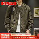 GUYN男士夹克男秋季美式飞行员外套休闲2025新款加棉加厚棒球服上衣 军绿色 军绿色 均码 请选择尺寸可咨询客服