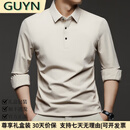 GUYN轻奢男装品牌Polo衫男2025秋季翻领长袖T恤男爸爸装商务休闲 米杏色 米杏色 XL 115