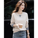 德玛纳【清新云朵棉】秋季慵懒宽松藏肉时髦罗纹撞色袖口卫衣