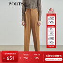 PORTS宝姿女装 秋冬新品缝制针织中筒长裤LL9P031LWW042 深咖哩褐 M (6)