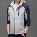 UOSO男士冲锋衣秋冬季新款休闲夹克撞色上衣潮流户外防风运动外套男 AGB2616灰色 5XL 咨询客服领取优惠