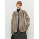 MSBEAST野兽小姐 全抽休闲棒球领天鹅绒小母貂水貂皮草外套丨匠心新章 蓝宝石原色 S