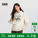 森马（Semir）地理系列卫衣女冬季图案插肩袖加绒连帽上衣101724116010