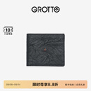 个乐经典羊皮短款钱包手工真皮多卡位卡夹卡包情侣礼物 经典黑（小男孩）