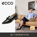 爱步（ECCO）穆勒鞋女 尖头单鞋浅口粗跟皮鞋 型塑214243 黑色21424301001（羊皮革） 38