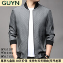 GUYN轻奢男装品牌简约外套男时尚棒球服上衣2025新款休闲外套男 灰色 灰色 L 175