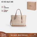 蔻驰（COACH）【品牌直供】女士MOLLIE中号手提单肩斜挎托特包拿铁色CV965