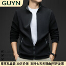 GUYN轻奢男装品牌2025新款奥利绒拉链开衫外套男螺纹下摆夹克衫男 黑色 黑色 L 110