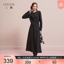 三彩2025冬季新款针织套装花边拼接毛针织衫半身裙两件套M